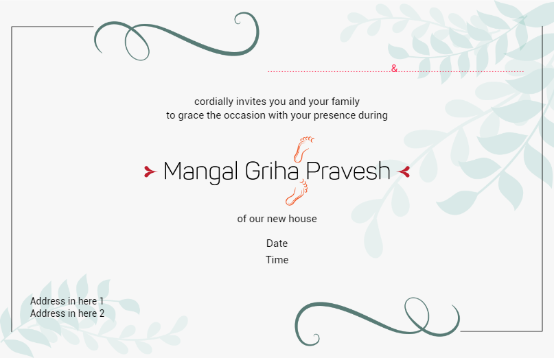 Griha Pravesh Invitation Card Size